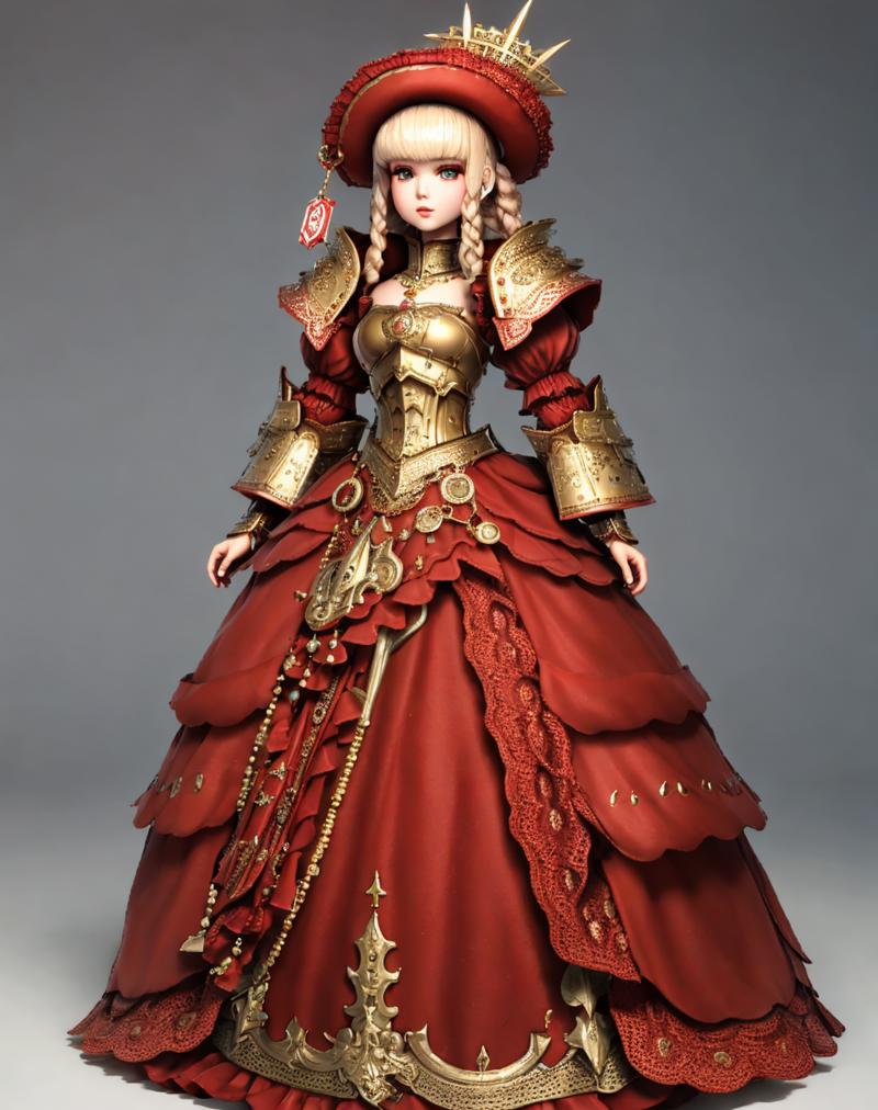 02661-1220459124-8K, Masterpiece, highres, absurdres,_pencil_dress,edgBisqueDoll, a doll with a [armor_dress] and a hat ,wearing  edgBisqueDoll_c.png